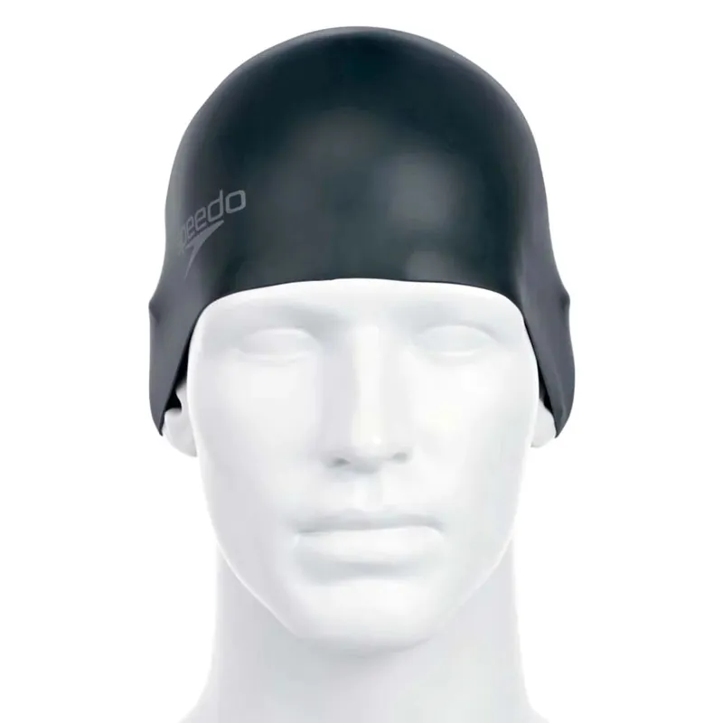Speedo Plain Moulded Silicone Cap Black-1